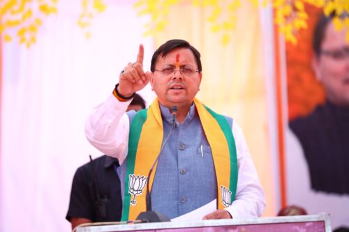 C.M धामी ने अजय टम्टा के पक्ष में जनसभा को संबोधित किया